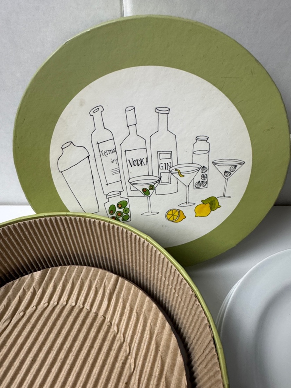 Pottery Barn Martini Appetizer Cocktail Plates Set of 6 - Picture 3 of 16